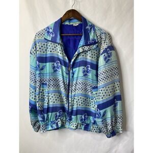 Vintage Fuda International Womens 100% Silk Bomber Jacket Size Large 80's Ladies